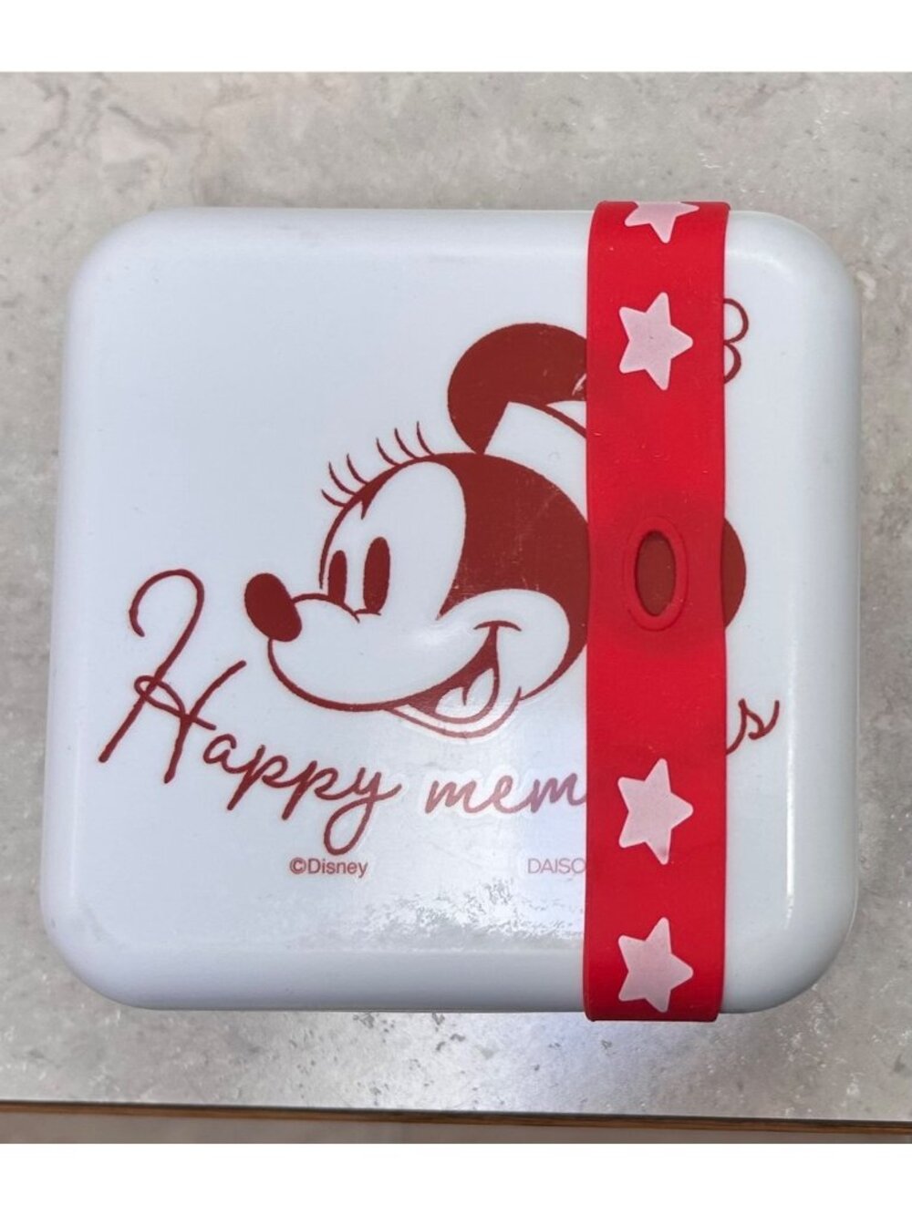 Disney Daiso Mickey Mouse 2-Tier Red Compact Stackable Lunch Box With Ela